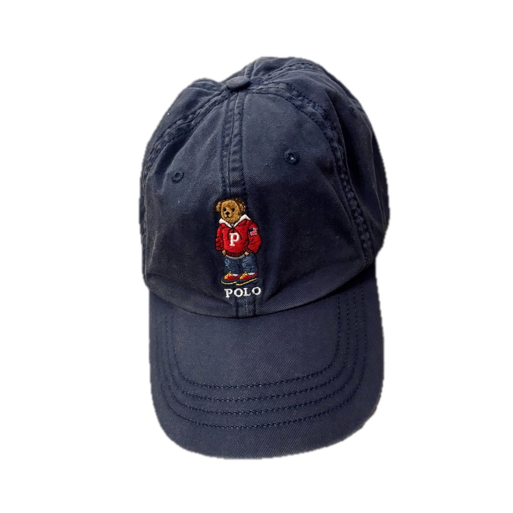 Polo Ralph Lauren Navy Blue Polo Bear Embroidered Adjustable Cotton Baseball Hat